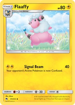 Uncommon Pokémon card Flaaffy 77/214 from Lost Thunder expansion