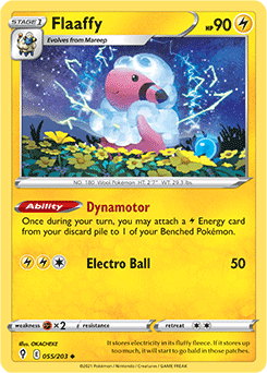 Uncommon Pokémon card Flaaffy 55/203 from Evolving Skies expansion