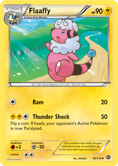 Uncommon Pokémon card Flaaffy 39/114 from Steam Siege expansion