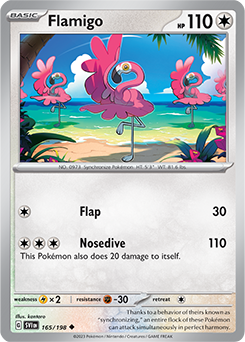 Uncommon Pokémon card Flamigo 165/198 from Scarlet & Violet expansion