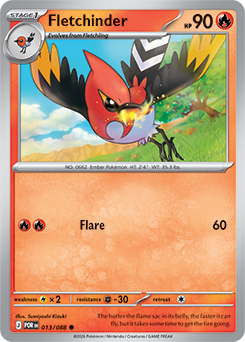 Common Pokémon card Fletchinder 13/88 from Perfect Order expansion