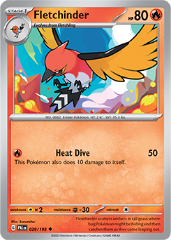 Uncommon Pokémon card Fletchinder 029/193 from Paldea Evolved expansion