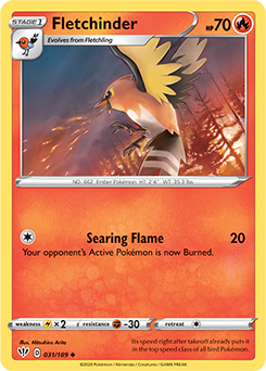 Uncommon Pokémon card Fletchinder 31/189 from Darkness Ablaze expansion