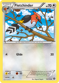 Uncommon Pokémon card Fletchinder 95/114 from Steam Siege expansion