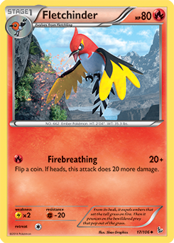 Uncommon Pokémon card Fletchinder 17/106 from Flashfire expansion