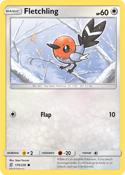 Common Pokémon card Fletchling 179/236 from Unified Minds expansion