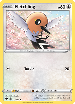 Common Pokémon card Fletchling 151/189 from Darkness Ablaze expansion