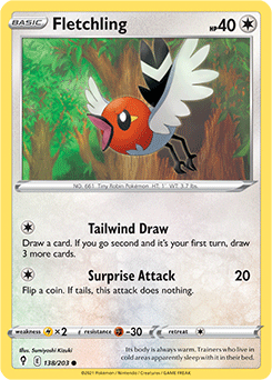 Fletchling 138/203 Pokémon card from Evolving Skies for sale at best price