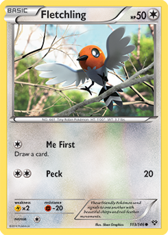 Common Pokémon card Fletchling 113/146 from X&Y expansion
