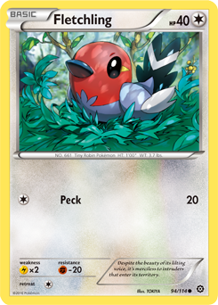 Common Pokémon card Fletchling 94/114 from Steam Siege expansion