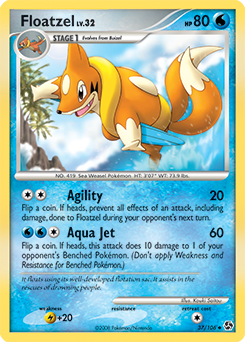 Uncommon Pokémon card Floatzel 37/106 from Great Encounters expansion