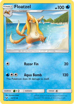 Uncommon Pokémon card Floatzel 23/73 from Shining Legends expansion