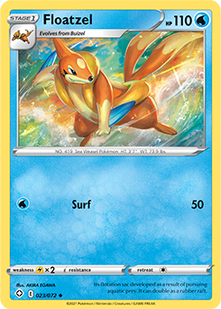 Uncommon Pokémon card Floatzel 023/072 from Shining Fates expansion
