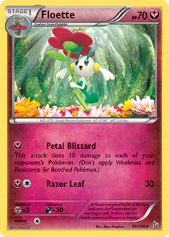 Uncommon Pokémon card Floette 65/106 from Flashfire expansion
