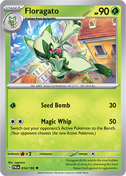 Uncommon Pokémon card Floragato 014/193 from Paldea Evolved expansion