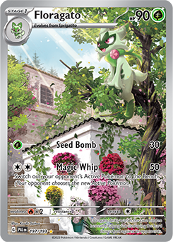 Illustration rare Pokémon card Floragato 197/193 from Paldea Evolved expansion