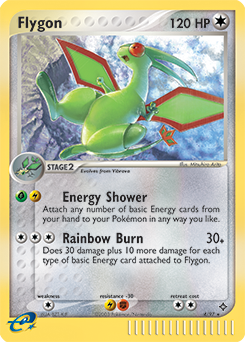 Rare Holo Pokémon card Flygon 4/97 from Ex Dragon expansion