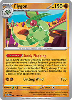 Rare Pokémon card Flygon 53/94 from Phantasmal Flames expansion