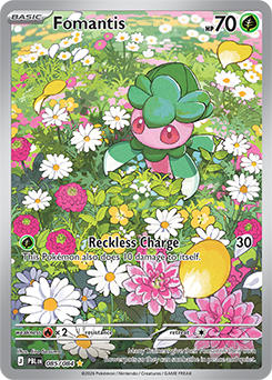 Illustration rare Pokémon card Fomantis 85/84 from Pitch Black expansion