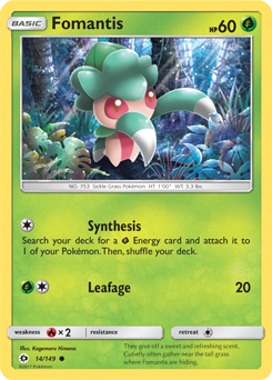Common Pokémon card Fomantis 14/149 from Sun & Moon expansion