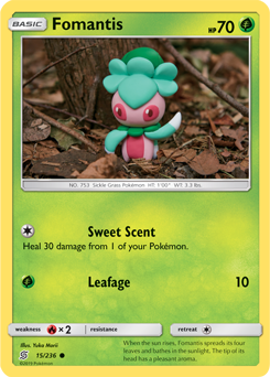 Common Pokémon card Fomantis 15/236 from Unified Minds expansion