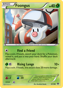 Common Pokémon card Foongus 8/99 from Next Destinies expansion