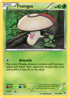 Common Pokémon card Foongus 12/135 from Plasma Storm expansion