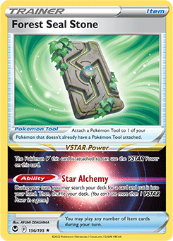 Rare Holo Pokémon card Forest Seal Stone 156/195 from Silver Tempest expansion