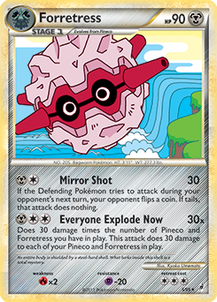 Rare holo Pokémon card Forretress 5/95 from Call of Legends expansion