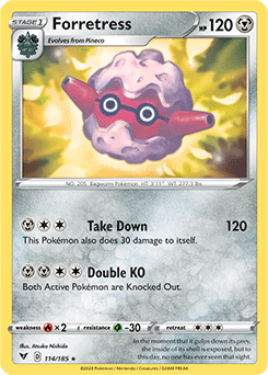 Rare Pokémon card Forretress 114/185 from Vivid Voltage expansion