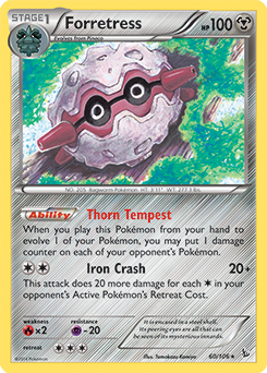 Rare Pokémon card Forretress 60/106 from Flashfire expansion