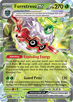 Double rare Pokémon card Forretress ex 005/193 from Paldea Evolved expansion