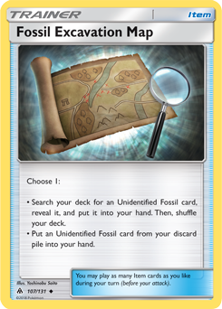 Uncommon Pokémon card Fossil Excavation Map 107/131 from Forbidden Light expansion