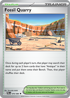 Uncommon Pokémon card Fossil Quarry 76/84 from Pitch Black expansion