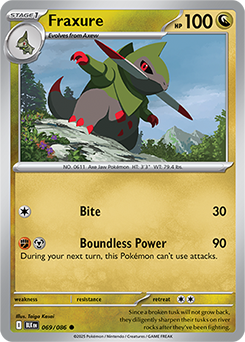 Common Pokémon card Fraxure 69/86 from Black Bolt expansion