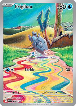 Illustration rare Pokémon card Frigibax 208/193 from Paldea Evolved expansion