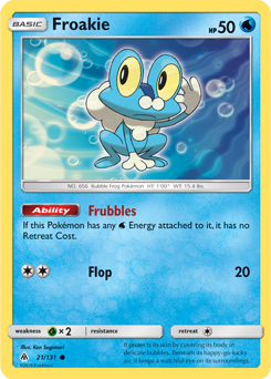 Common Pokémon card Froakie 21/131 from Forbidden Light expansion