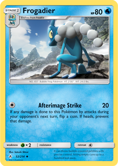 Uncommon Pokémon card Frogadier 52/214 from Unbroken Bonds expansion