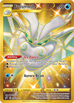 Secret Gold Pokémon card Frosmoth 204/192 from Rebel Clash expansion
