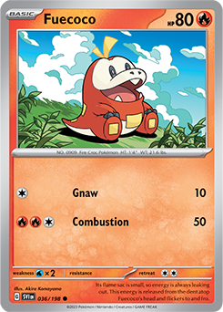 Common Pokémon card Fuecoco 036/198 from Scarlet & Violet expansion