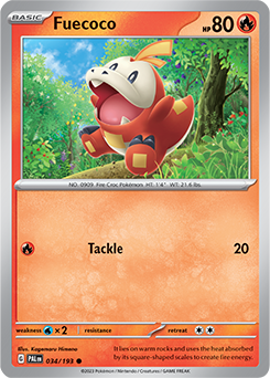 Common Pokémon card Fuecoco 034/193 from Paldea Evolved expansion