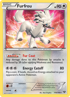Rare holo Pokémon card Furfrou 114/146 from X&Y expansion