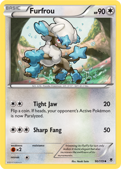 Uncommon Pokémon card Furfrou 90/119 from Phantom Forces expansion