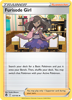 Uncommon Pokémon card Furisode Girl 157/195 from Silver Tempest expansion