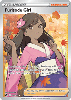 Full Art Trainer Pokémon card Furisode Girl 190/195 from Silver Tempest expansion