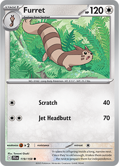 Common Pokémon card Furret 119/159 from Journey Together expansion