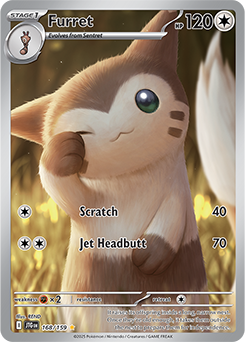 Illustration rare Pokémon card Furret 168/159 from Journey Together expansion