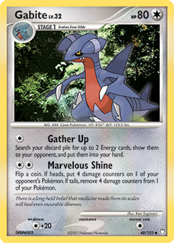 Uncommon Pokémon card Gabite 48/123 from Mysterious Treasures expansion
