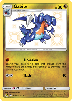 Shining Pokémon Pokémon card Gabite SV39/SV94 from Hidden Fates expansion