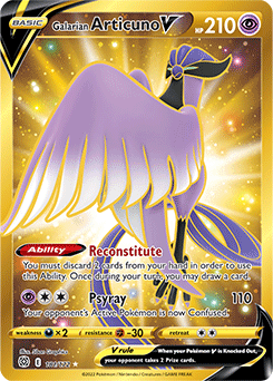 Gold Pokémon Pokémon card Galarian Articuno V 181/172 from Brilliant Stars expansion